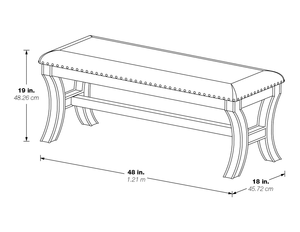 OSP Home Furnishings Monaco 48" Bench Grey Geo/Antique Grey