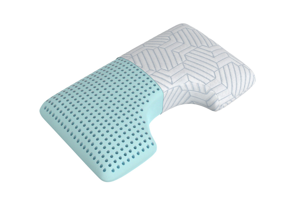 English Elm Bella Curved Cervical Support Pillow with Italian Foam and Phase Change Cooling Cover B337P360169