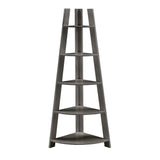 Homelegance By Top-Line Leticia Corner Ladder Bookcase Grey Rubberwood