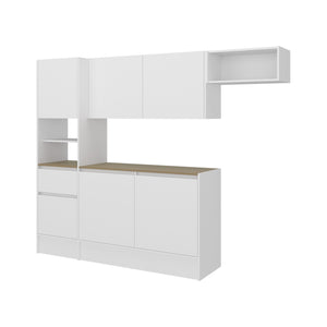 English Elm Natoma Modular Kitchen Cabinet Set with 6 Doors Open Shelving Two-tone Finish B097S00247