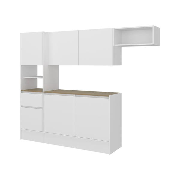 English Elm Natoma Modular Kitchen Cabinet Set with 6 Doors Open Shelving Two-tone Finish B097S00247