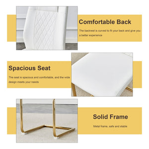 English Elm Table Set - Modern Minimalist Round Clear Glass Table With White High-Back Chairs & Gold Legs W1151S01718-GIGA