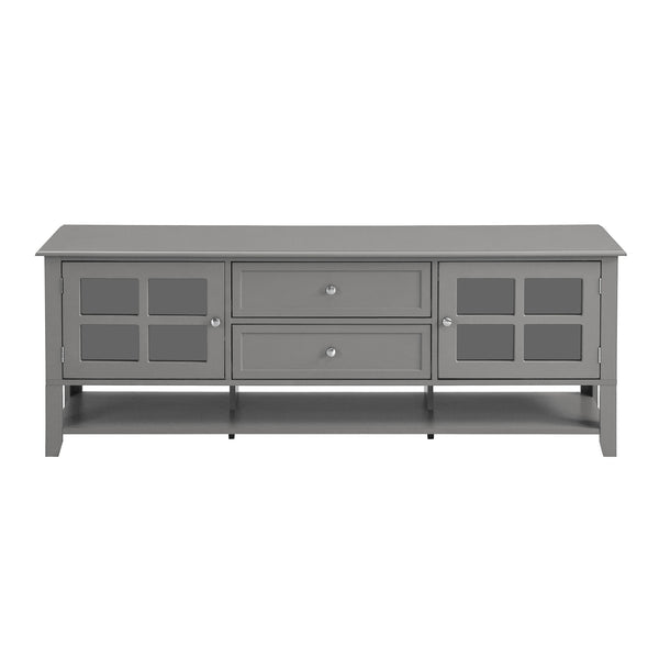 English Elm TV Stand with Modern Sleek Panel Design, Soft-Closing Drawers, Magnetic Doors & Sturdy Storage System Grey WF309280AAK