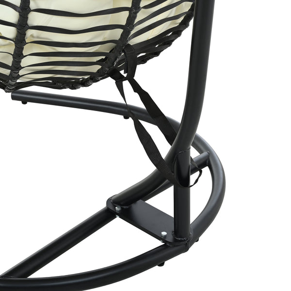 English Elm U_style Wicker Egg Swing Chair with Iron Stand Foldable Hanging Seat for Porch Balcony N711P389502A