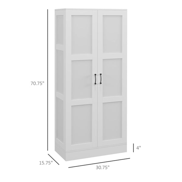 English Elm Homcom 71" Tall Storage Cabinet With Adjustable Shelves, Soft-Close Doors, Modern White Design W2225P229415