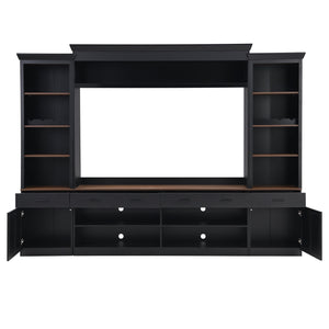 English Elm Tv Stand Media Wall Unit with Wine Rack Walnut Two Tone Farmhouse Mid Century Style N721P249238B