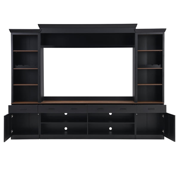 English Elm Tv Stand Media Wall Unit with Wine Rack Walnut Two Tone Farmhouse Mid Century Style N721P249238B