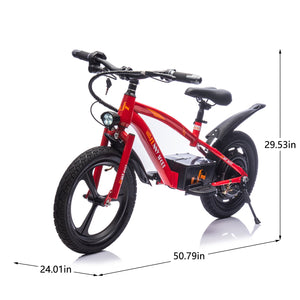 English Elm 24v Kids Electric Dirt Bike 300w Motor 16in Pneumatic Tires Adjustable Seat Ages 5 to 12 Red W1578P335446
