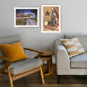 English Elm Trendy Decor 4u Patriotic Two Panel Framed Wall Art Farmhouse Americana Canvas Style B067P256611
