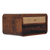 Solid Wood Wall Mounted Bedside with Drawer - Handcrafted, Chestnut Finish (17.72 x 12.60 x 9.84)