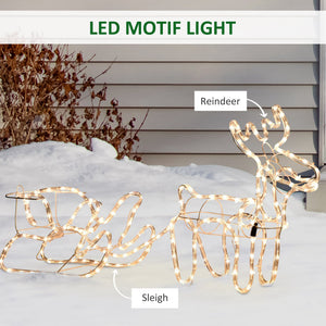 English Elm Outsunny LED Reindeer & Sleigh Outdoor Decoration with 192 Warm Lights, Steel Frame, IP44 Waterproof (90) W2225P173953