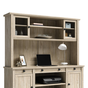 English Elm Hutch, Elegant Brown-Finish Storage Solution With Adjustable Shelf For Home Or Office Display Needs B356P367879