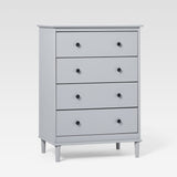 4-Drawer Solid Wood Dresser BR4DDRGY-T Grey BR4DDRGY-T Walker Edison