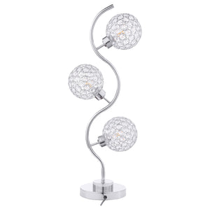 English Elm Vandy Chrome Sculptural Three Light Table Lamp with Crystal Orb Shades for Glam Interiors B062P440080