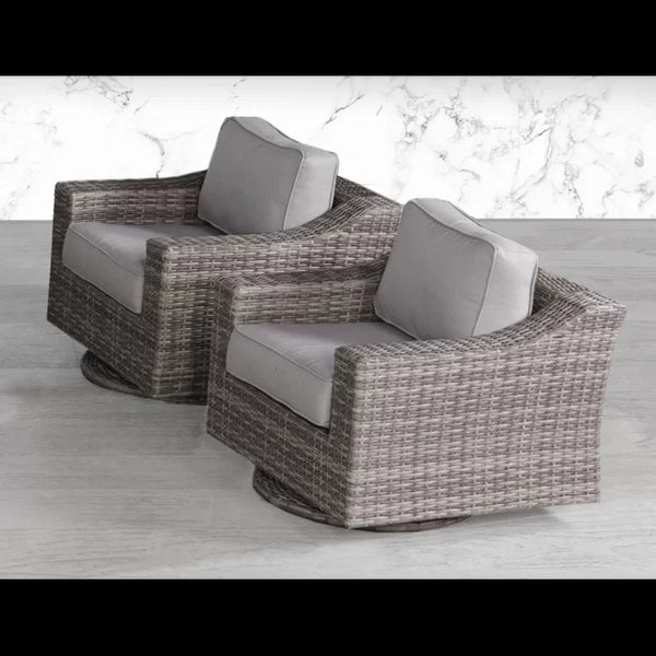 English Elm Elegant Swivel Patio Chair Set With Plush Cushions – Perfect For Outdoor Comfort & Style Enjoyment B120S00022