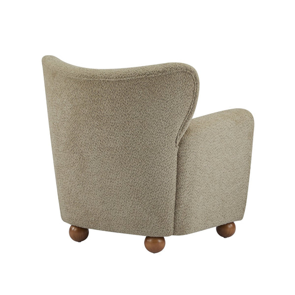 English Elm Christopher Knight Home® - Cozy Wingback Armchair with Plush Bouclé Upholstery, Solid Wood Legs, Timeless Elegant Comfort Light Brown,Teak 32 L x 29.5 W x 26.75 H N776P293322M