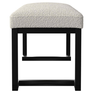 English Elm Mira Vanilla Boucle Tufted Upholstered Bench with Black Metal Frame, Channel Seating for Entryway Lounge B062P299935