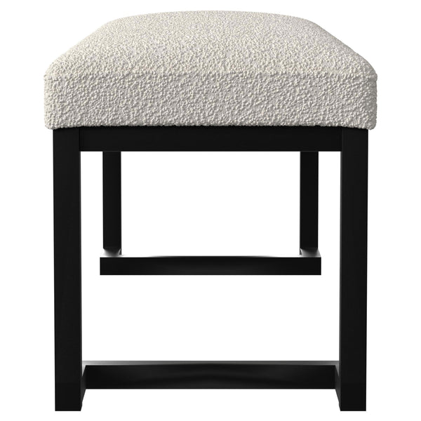 English Elm Mira Vanilla Boucle Tufted Upholstered Bench with Black Metal Frame, Channel Seating for Entryway Lounge B062P299935