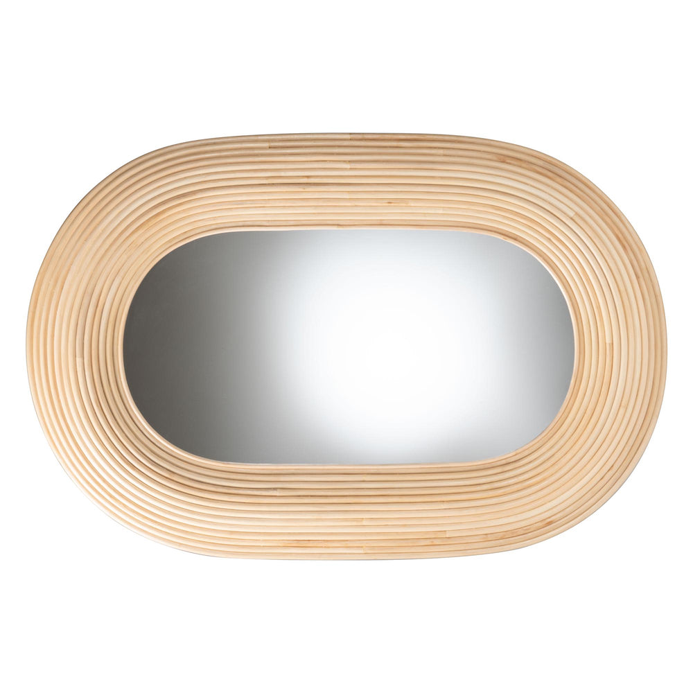 English Elm Modern Rattan Oval Wall Mirror Handcrafted Bohemian Decor for Entryways and Living Rooms B2750P420398