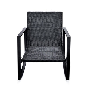 English Elm 3 Piece Outdoor Rocking Bistro Set Pe Wicker Steel Frame with Weather Resistant Cushions W2071P201034
