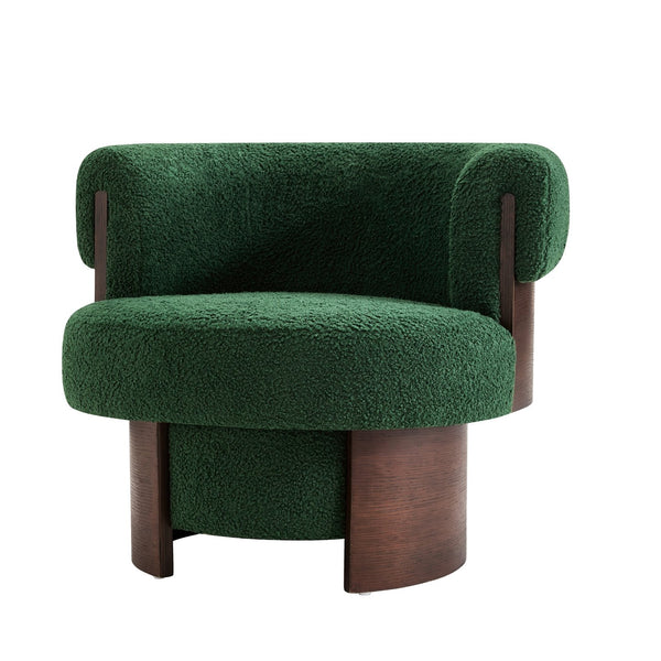 English Elm Modern Sculptural Barrel Swivel Chair Set of 2 with Bentwood Back for Living Room Green N760S0000060C