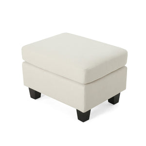 English Elm Upholstered Compact Ottoman with Birch Legs Padded Footrest for Living Room Decor Beige N757P377351I