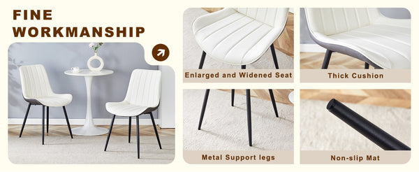 English Elm Table Modern Minimalist 42" Round Dining Set With 4 Ergonomic Pu Leather Chairs In Gray & White W1151S03394-GIGA