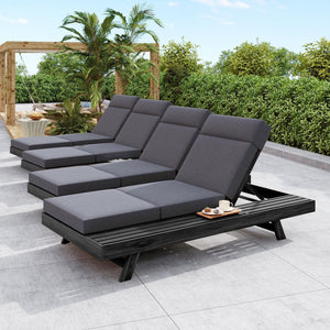 English Elm Lounge Chaise Outdoor Acacia Wood Slatted Frame with Water Resistant Cushion Resort Style Black,Dark Gray N770P442B67G