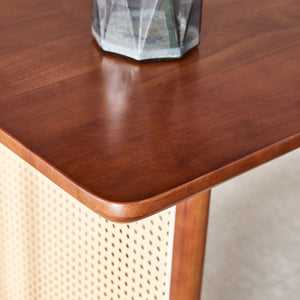 English Elm Table And Chair Set - Elegant Walnut Solid Wood Dining Table With 4 Comfort Tech-Fabric Chairs W1151S04065-GIGA