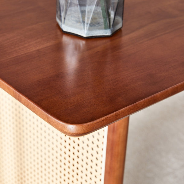 English Elm Table And Chair Set - Elegant Walnut Solid Wood Dining Table With 4 Comfort Tech-Fabric Chairs W1151S04065-GIGA