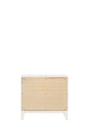 English Elm Haiden Weathered nightstand with silver trim, two dovetail drawers, smooth glides, elegant storage enhancement White 31 L x 20 W x 26 H B2726P261900