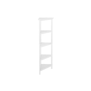 English Elm 4-shelf Tall Corner Bookcase Open Display Unit Walnut Wood for Living Room White B2751P436408