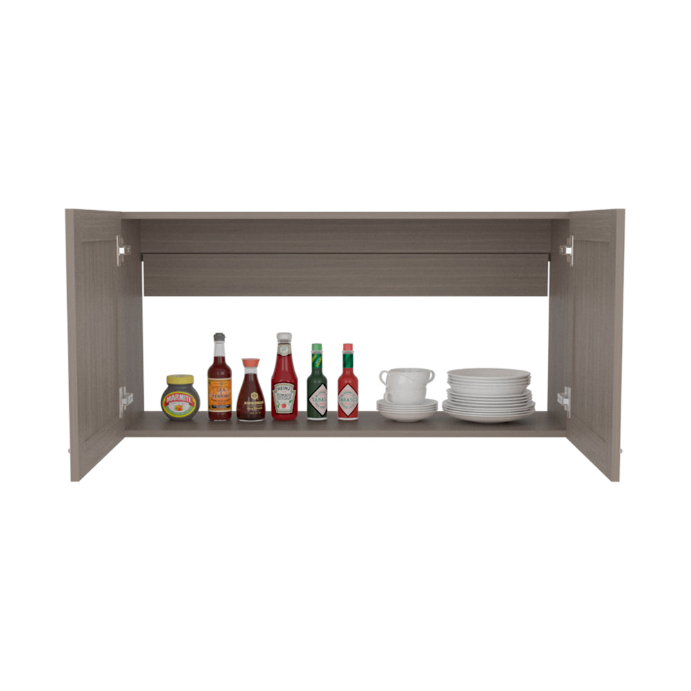 English Elm Utica Wall Cabinet with Mirrored Front and Clear Shelves for Modern Kitchens — Durable Engineered Wood Storage Beige B092P309178