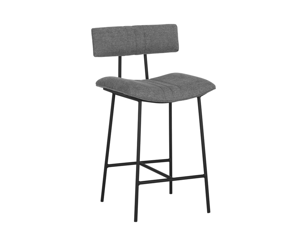 Sunpan Buca Counter Stool - Stylish Metal Frame with Comfortable Seating for Modern Home Decor Solutions Matte Black, Belfast Koala Grey