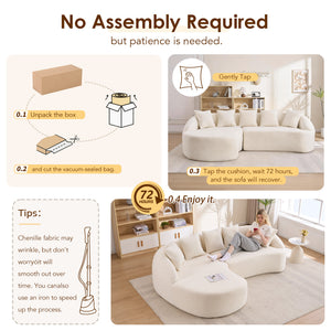 English Elm New Chenille L-shaped Sectional Curved Chaise Modular Sofa for Modern Living Spaces W2231S00053