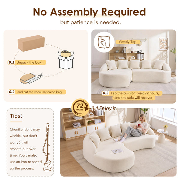 English Elm New Chenille L-shaped Sectional Curved Chaise Modular Sofa for Modern Living Spaces W2231S00053