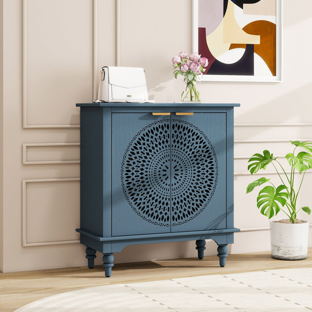 English Elm American Hollow Carved Ash Veneer Two Door Sideboard Cabinet for Living Room Storage W688P265009