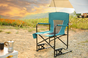 English Elm Outdoor Freestyle Rocker Camping Chair with Spring-Action Shock Absorbers, Eazy-Fold Setup, Mesh Backrest and Cup Holder for Comfort and Durability Blue W640P224439