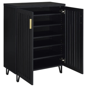 English Elm Clackamas Engineered Wood Shoe Cabinet with Hairpin Legs and Matte Gold Hardware Black B062P440404