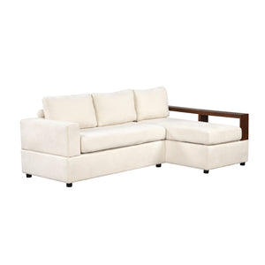 English Elm Christopher Knight Home® - 87.4" Sectional Sofa with Chaise, Chenille Upholstery, Reversible Armrests & Hidden Storage for Cozy Living Beige N763S000010A