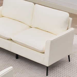 English Elm Ts Cat Paw Faux Leather Accent Chair Nordic Retro Loveseat with Lumbar Support Cream White W2311S00010