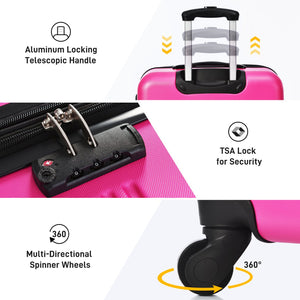 English Elm 3 Piece Abs Hardshell Spinner Luggage Set with Tsa Lock Expandable Travel Suitcases Pink PP191030AAH