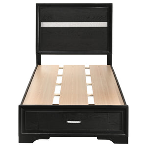 English Elm Urbana Black Twin Storage Panel Bed with Crystal Pulls & Glitter Trim, Slatted Platform, Drawers B062S00698