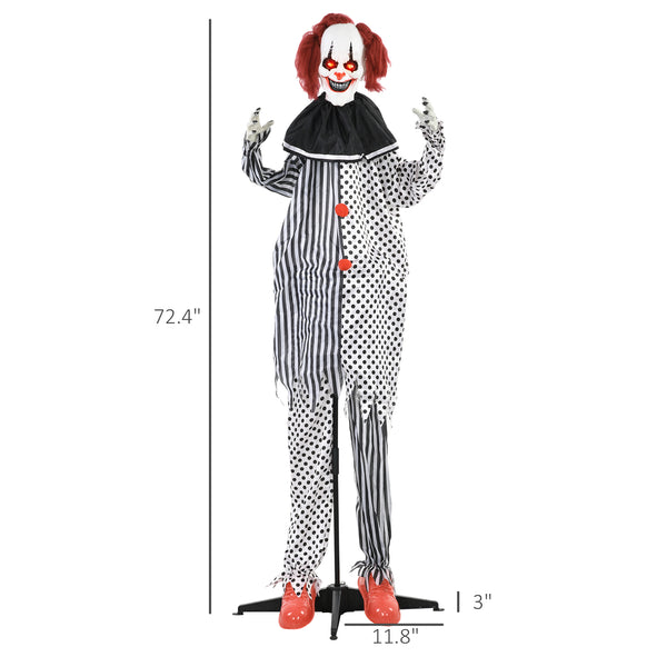 English Elm Homcom 6' Animated Circus Clown Prop - Life-Size Halloween Decoration With Motion, Sound & Light Effects W2225P229494