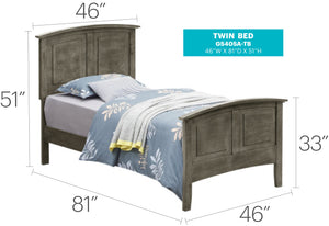 English Elm Comfortable Gray Twin Bed with Durable Particleboard Frame, Casual Style, Space-Saving 50"H x 43"W x 77"D B078S00414