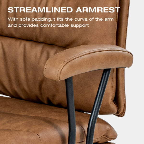English Elm Brown Ergonomic Office Chair with Reclining Backrest Lumbar Support and Adjustable Arms W5382P440943