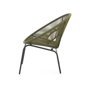 English Elm Christopher Knight Home® - NUSA Modern Outdoor Wicker Club Chairs Set of 2 with Durable PE Rattan Weave and Sleek Iron Frame Green N775P198603G
