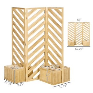 English Elm Freestanding Fir Wood Trellis Privacy Screen with Built-in Planters for Patio Garden T3971P420852