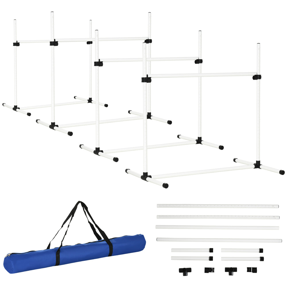 English Elm Dog Agility Jump Set of 4 Adjustable Bar Obstacles with Carrying Bag for Training T3971P384789