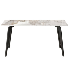 English Elm 62.99" Modern Artificial Stone Dining Table With Black Metal Legs - Stylish, Durable, Seats 6 Comfortably W1535S00514